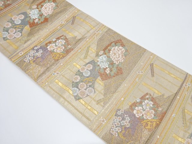 JAPANESE FUKURO OBI / WOVEN FLORAL PLANTS